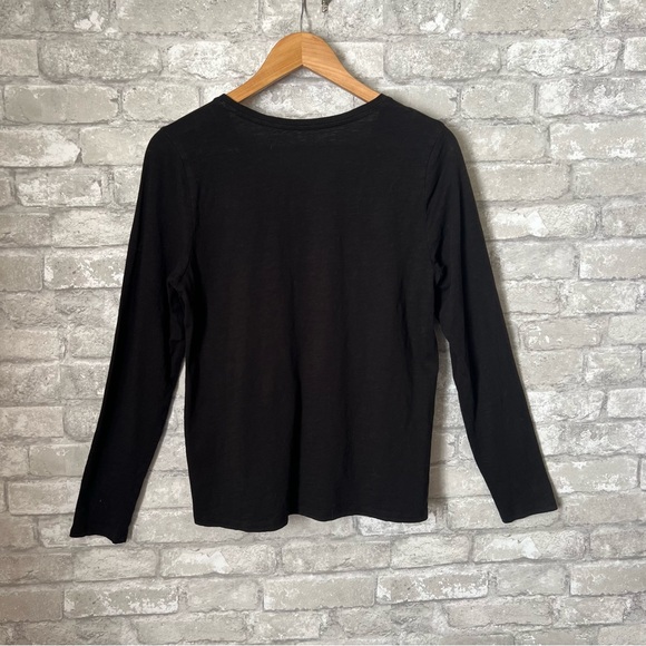 **FLAWED** Eileen Fisher Women's Petite Small Black Long Sleeve Tshirt Basic - Picture 2 of 7